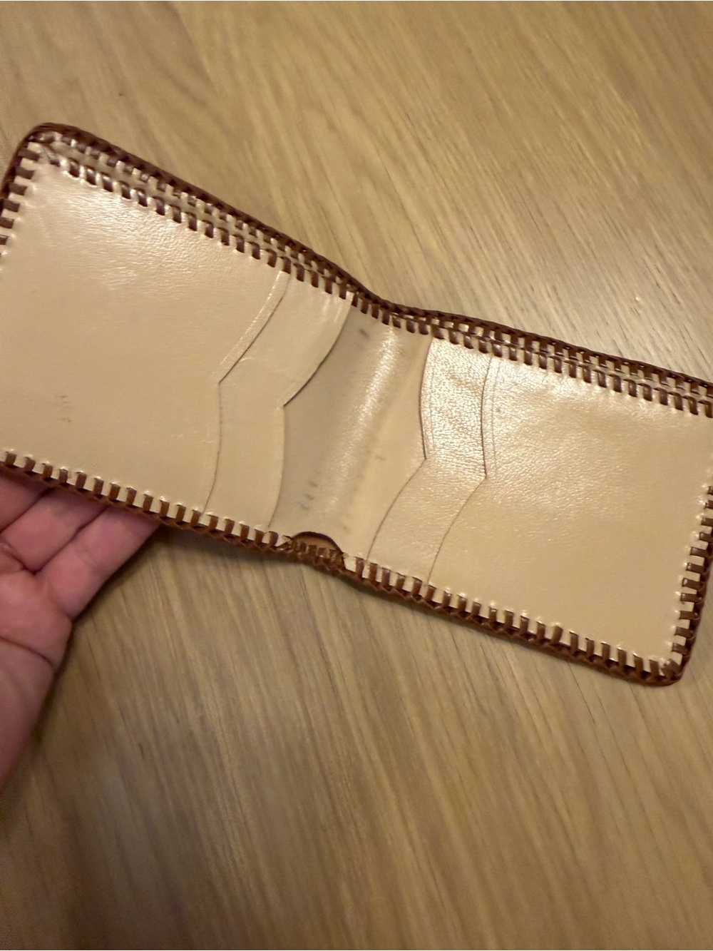 Hand-Tooled Floral Leather Wallet - Tan - Picture 3 of 8
